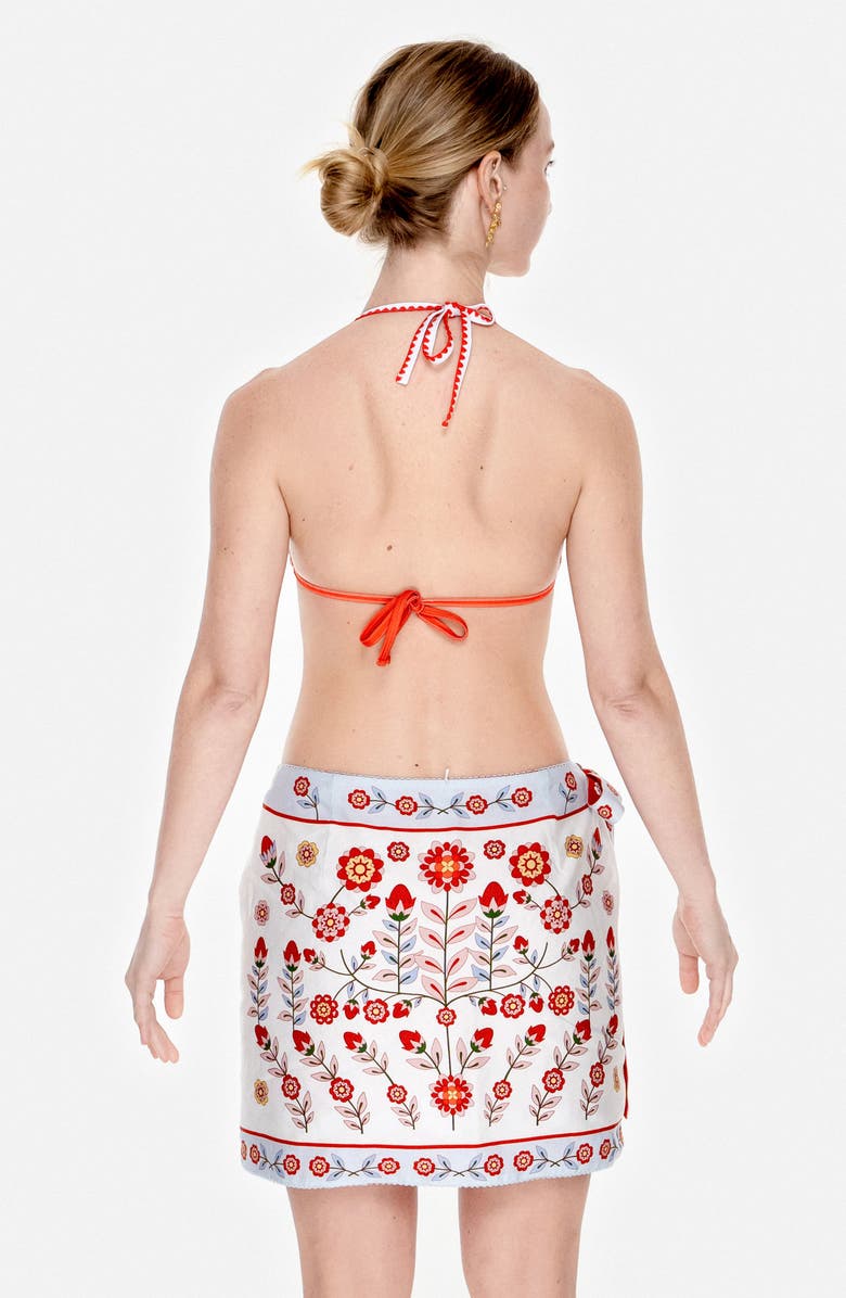 Jessie Zhao New York Swim Cover Up Skirt-Red Garden, Alternate, color, Red