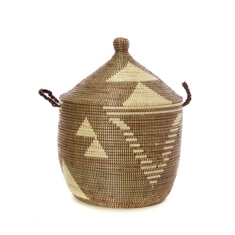Brown and Cream Tribal Design Basket