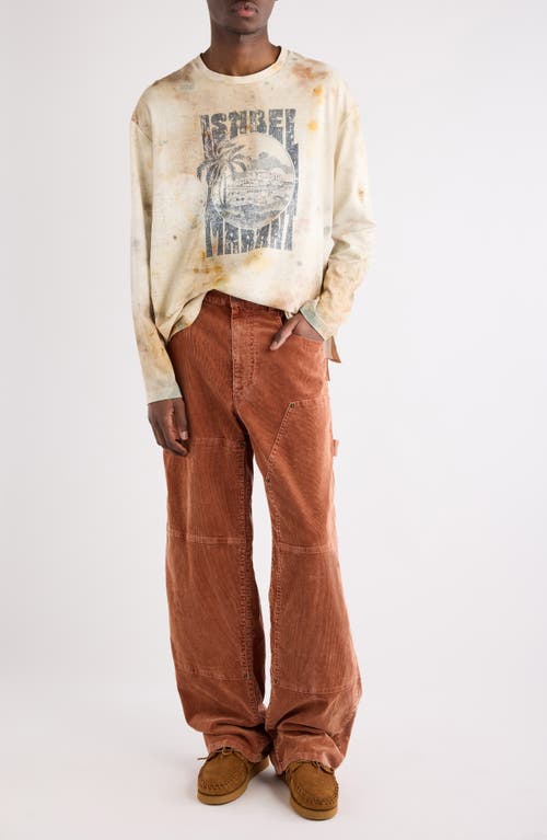 Isabel Marant Lorson Wide Leg Stretch Cotton Corduroy Pants In Brown