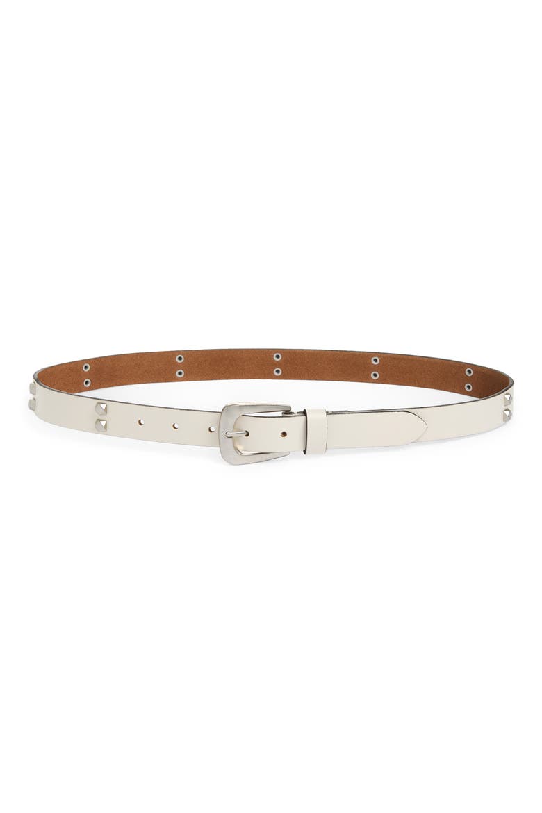 Hexagon Studded Leather Belt, Main, color, ROE / ANTIQUE NICKEL100