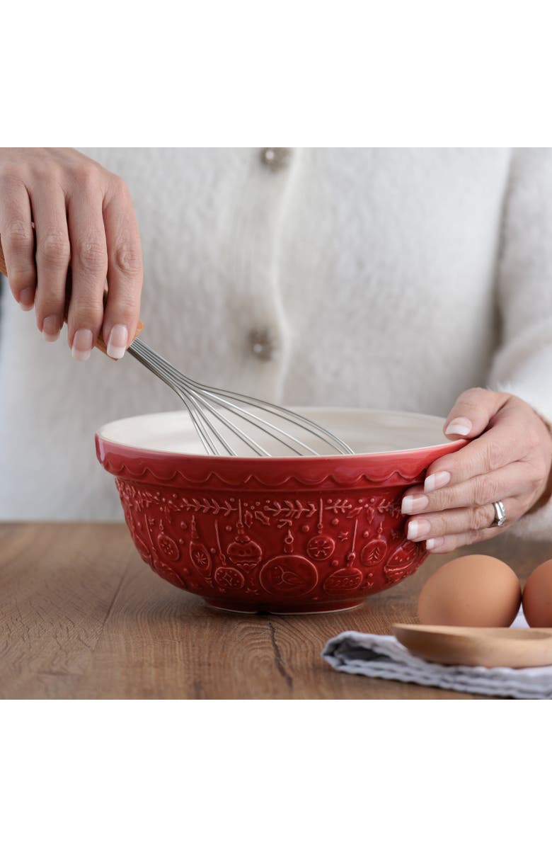 MASON CASH Deck The Halls Size 30 Red Mixing Bowl, 1.15 Quart, Alternate, color, Red