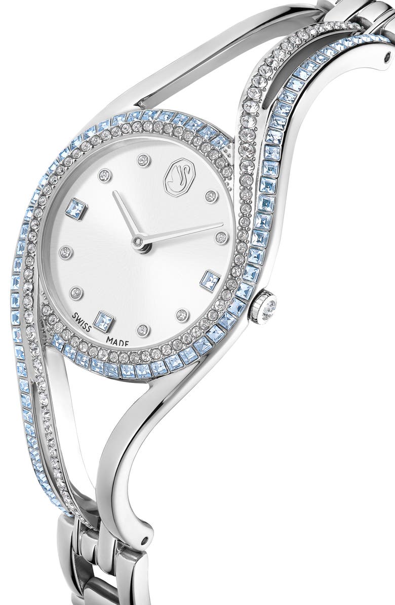 Swarovski Hyperbola Bracelet Watch, 28mm, Alternate, color, Silver