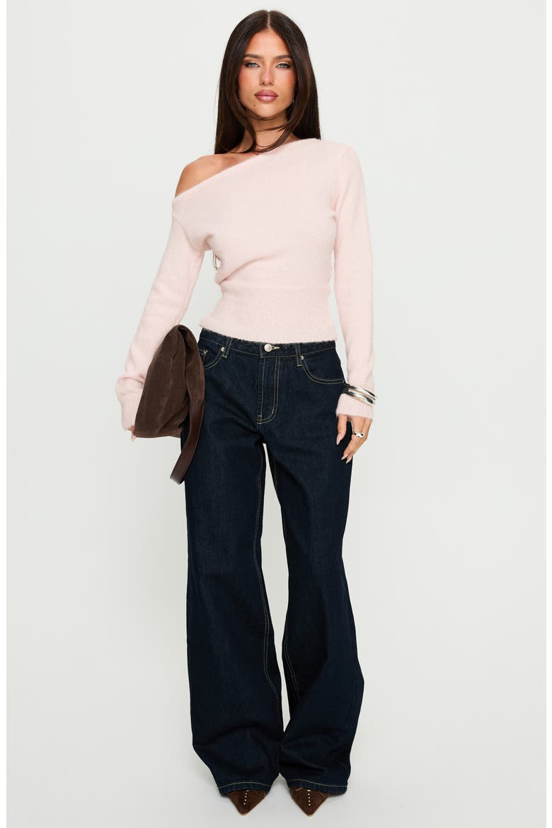 Selbey Fluffy One-Shoulder Sweater, Alternate, color, PINK