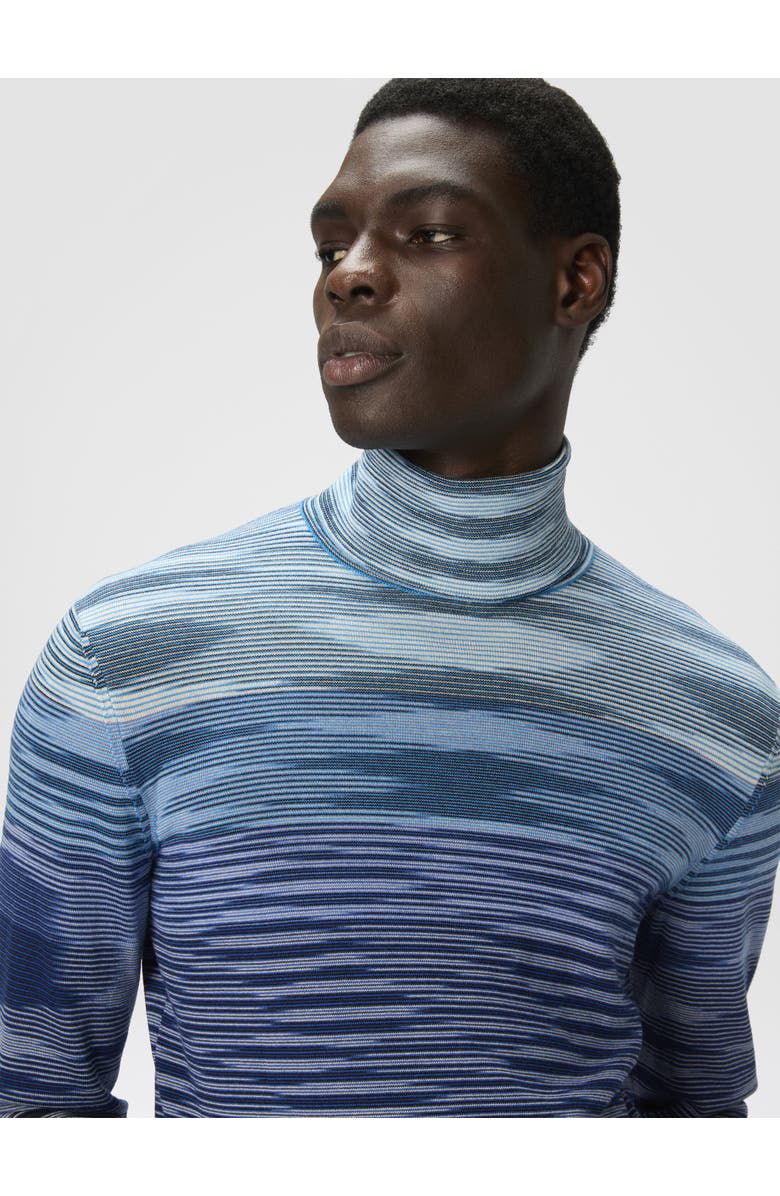 Missoni High-neck Sweater In All-over Flame Wool, Alternate, color, Blue