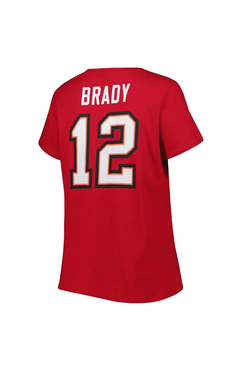 FANATICS Women's Fanatics Branded Tom Brady Red Tampa Bay Buccaneers Plus Size Player Name & Number Logo V-Neck T-Shirt, Alternate, color,