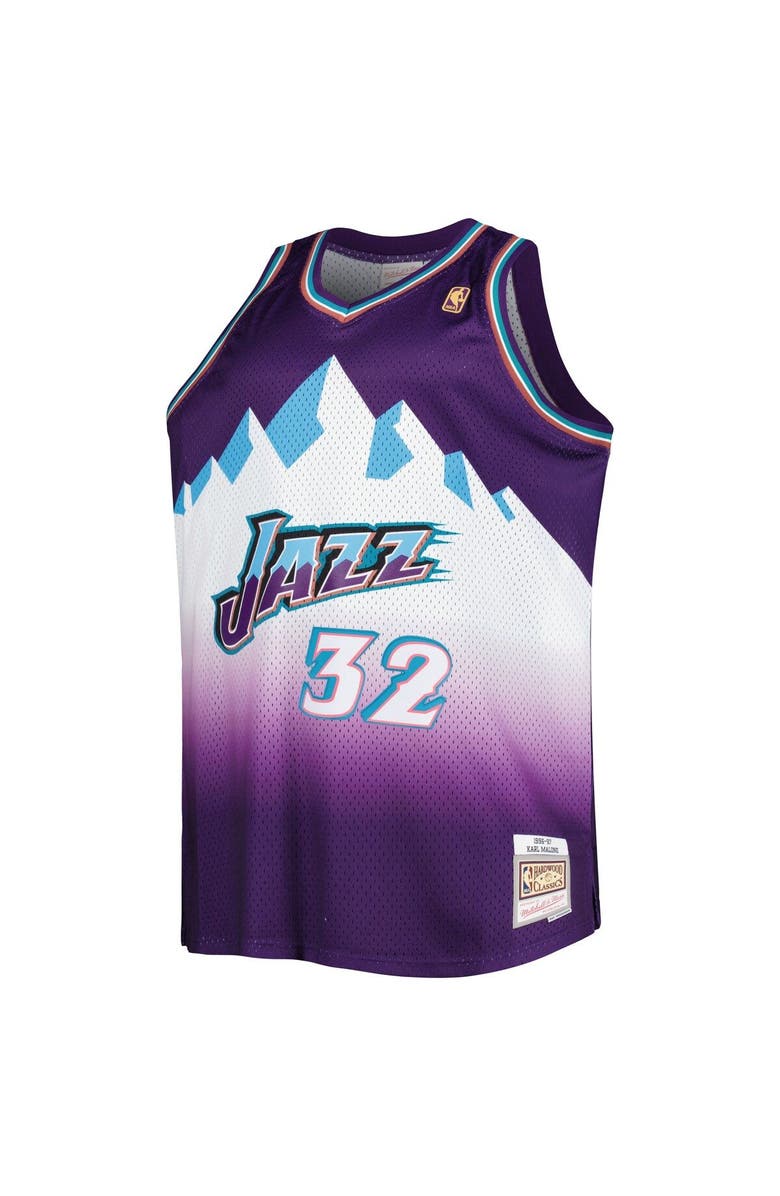 Mitchell & Ness Men's Mitchell & Ness Karl Malone Purple Utah Jazz Big & Tall Hardwood Classics 1996/97 Swingman Jersey, Alternate, color, 
