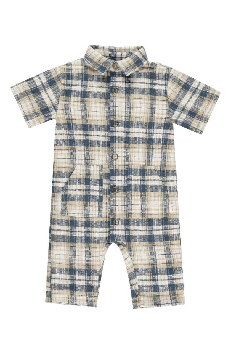 Rylee + Cru Kids' Rhett Romper, Main, color, Indigo Plaid