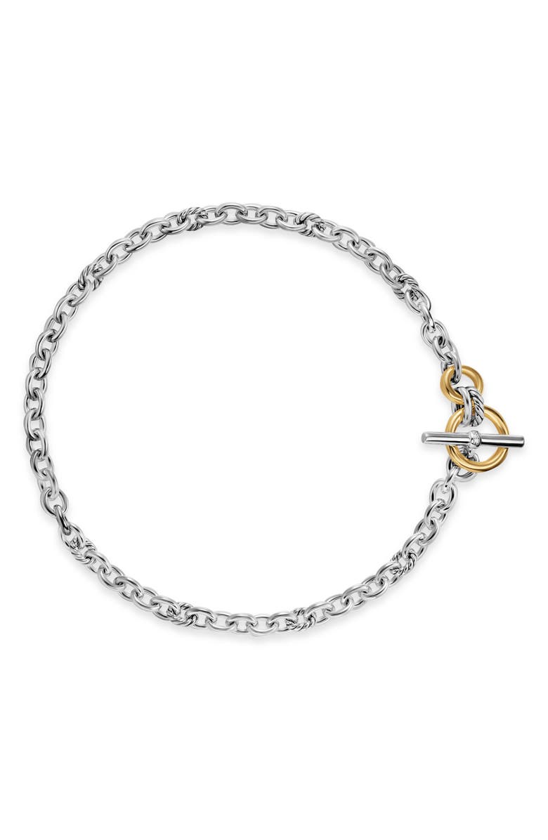 David Yurman Mercer<sup>®</sup> Toggle Chain Necklace in Sterling Silver with 18K Yellow Gold and Diamonds, 8mm, Main, color, Diamond