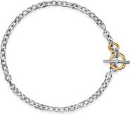 David Yurman Mercer® Toggle Chain Necklace in Sterling Silver with 18K Yellow Gold and Diamonds, 8mm
