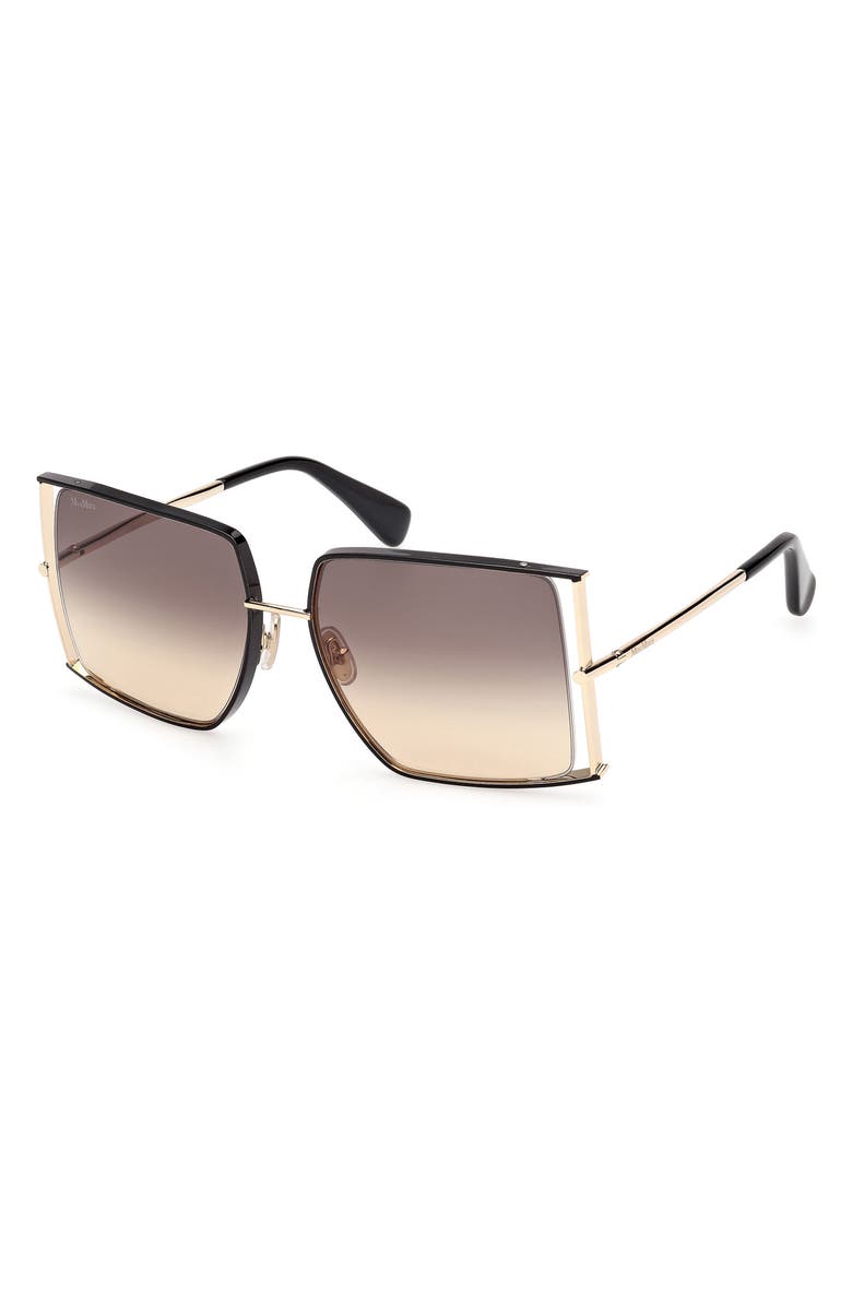 Max Mara 68mm Gradient Oversize Rectangular Sunglasses, Alternate, color, Gold/ Black / Grad Smoke Peach