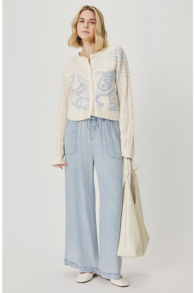 Gracie Jacquard Cardigan, Alternate, color, YELLOW SHELL PAISLEY