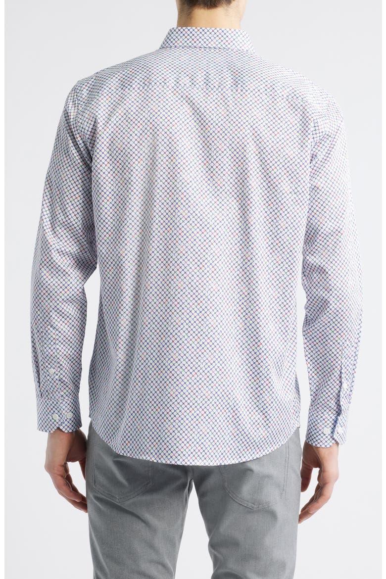 Cross Link Print Button-Up Shirt, Alternate, color, WHITE MULTI