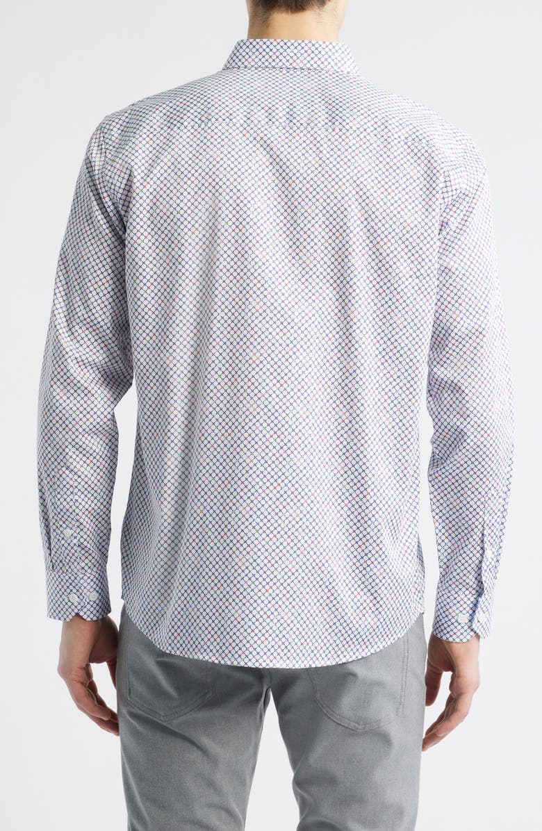 Johnston & Murphy Cross Link Print Button-Up Shirt, Alternate, color, White Multi