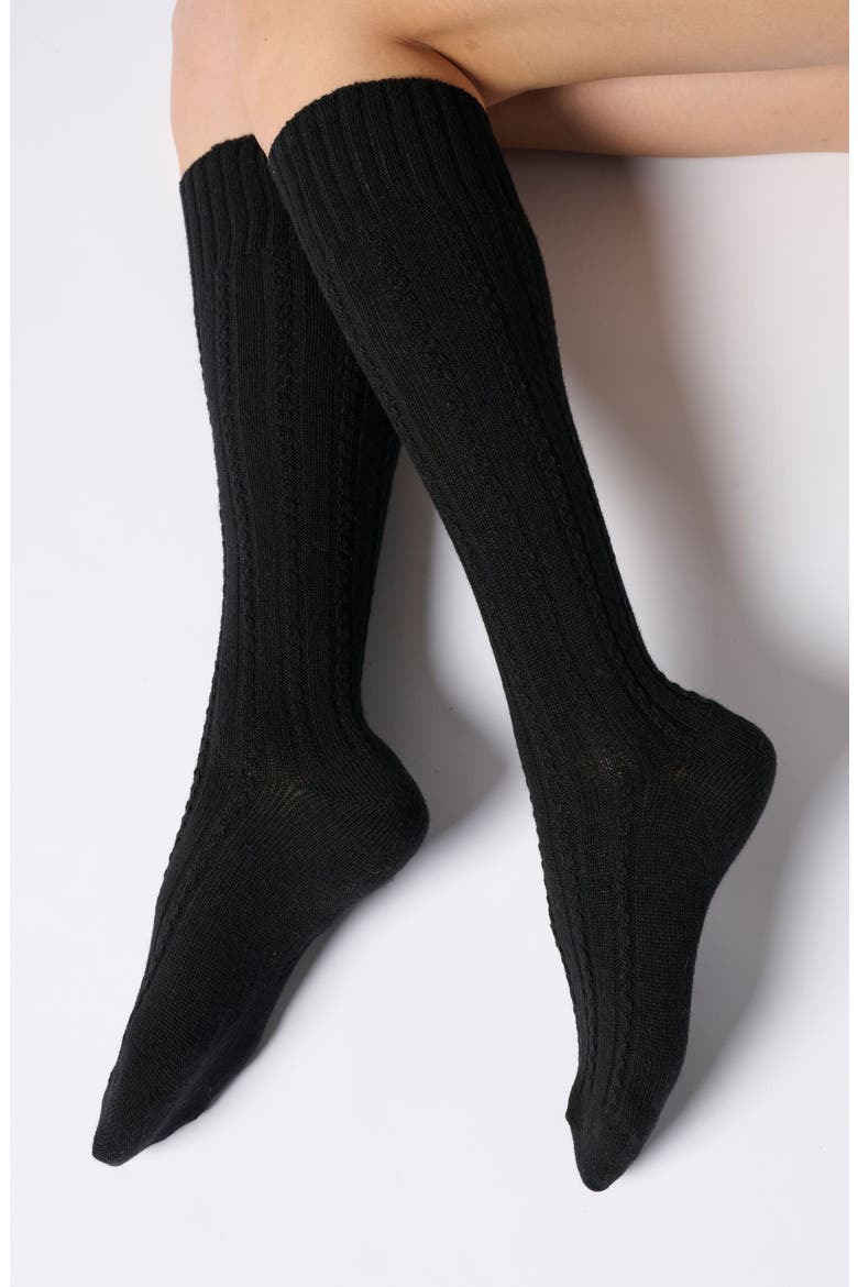 Nancy Wool & Cashmere Blend Knee High Socks, Main, color, BLACK