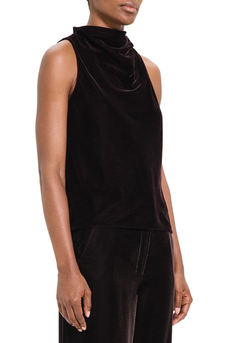Sleeveless Cowl Neck Stretch Velvet Top, Alternate, color, MINK