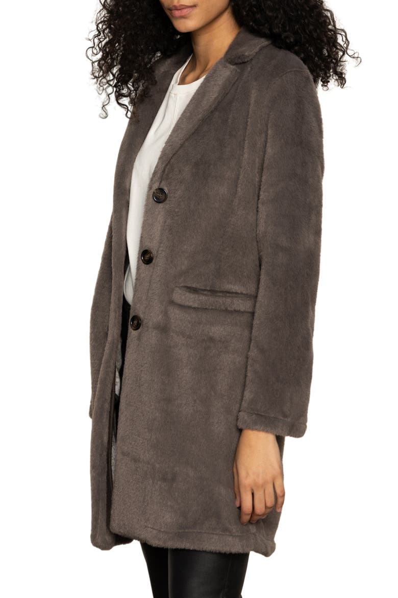 Hometown Faux Fur Jacket, Alternate, color, BURNT INK