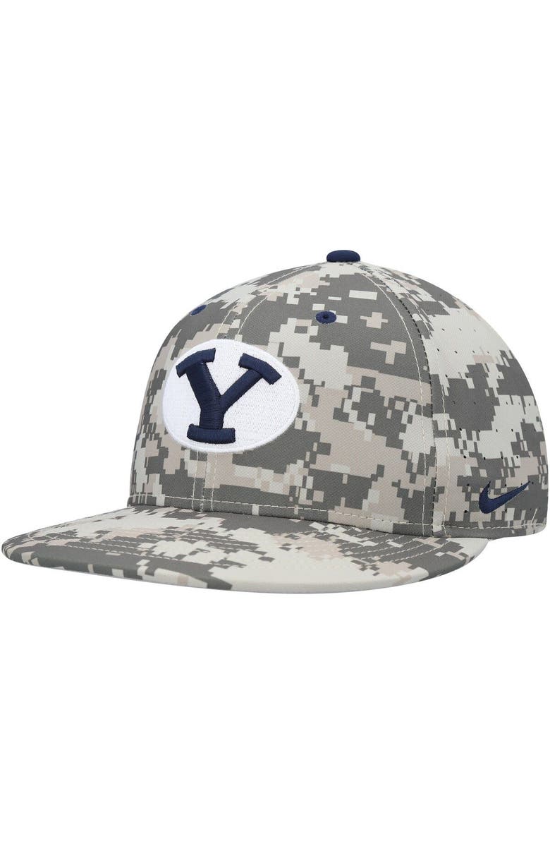 Nike Men's Nike Camo BYU Cougars Aero True Baseball Performance Fitted Hat, Main, color, 