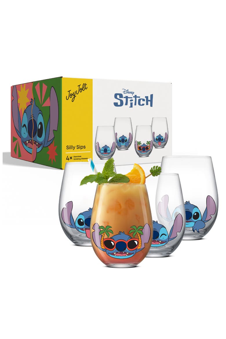 Disney Stitch Silly Sips Set of 4 Stemless Glasses, Alternate, color, MULTI