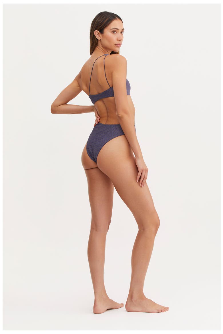Mona One Shoulder Bikini Top, Alternate, color, NAVY/OLIVE