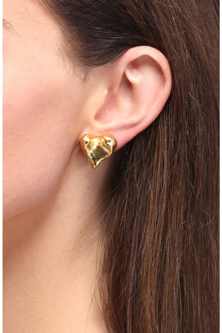 Molten Heart Clip-On Earrings, Alternate, color, GOLD