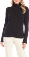 Karen Kane Rib Faux Wrap Turtleneck Top