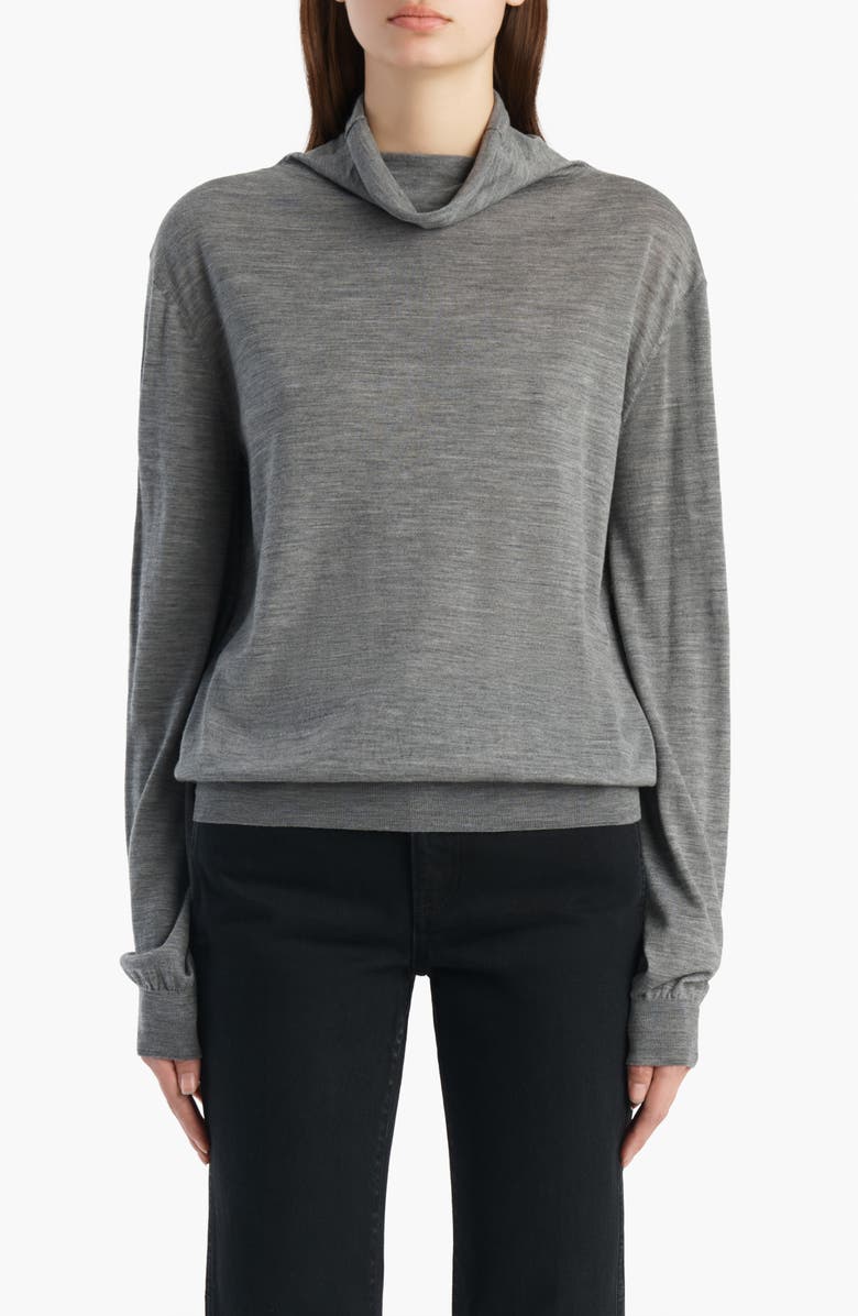 Khaite Annette Merino Wool Blend Funnel Neck Sweater, Main, color, Sterling