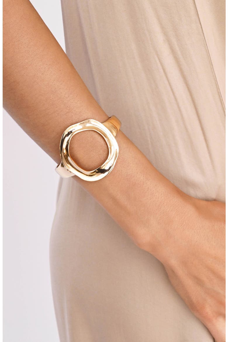 Open Circle Cuff Bracelet, Alternate, color, GOLD