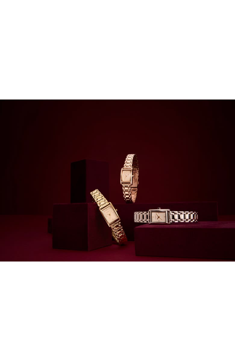 Olivia Burton Mini Grove Rectangular Bracelet Watch, 16mm, Alternate, color, Silver