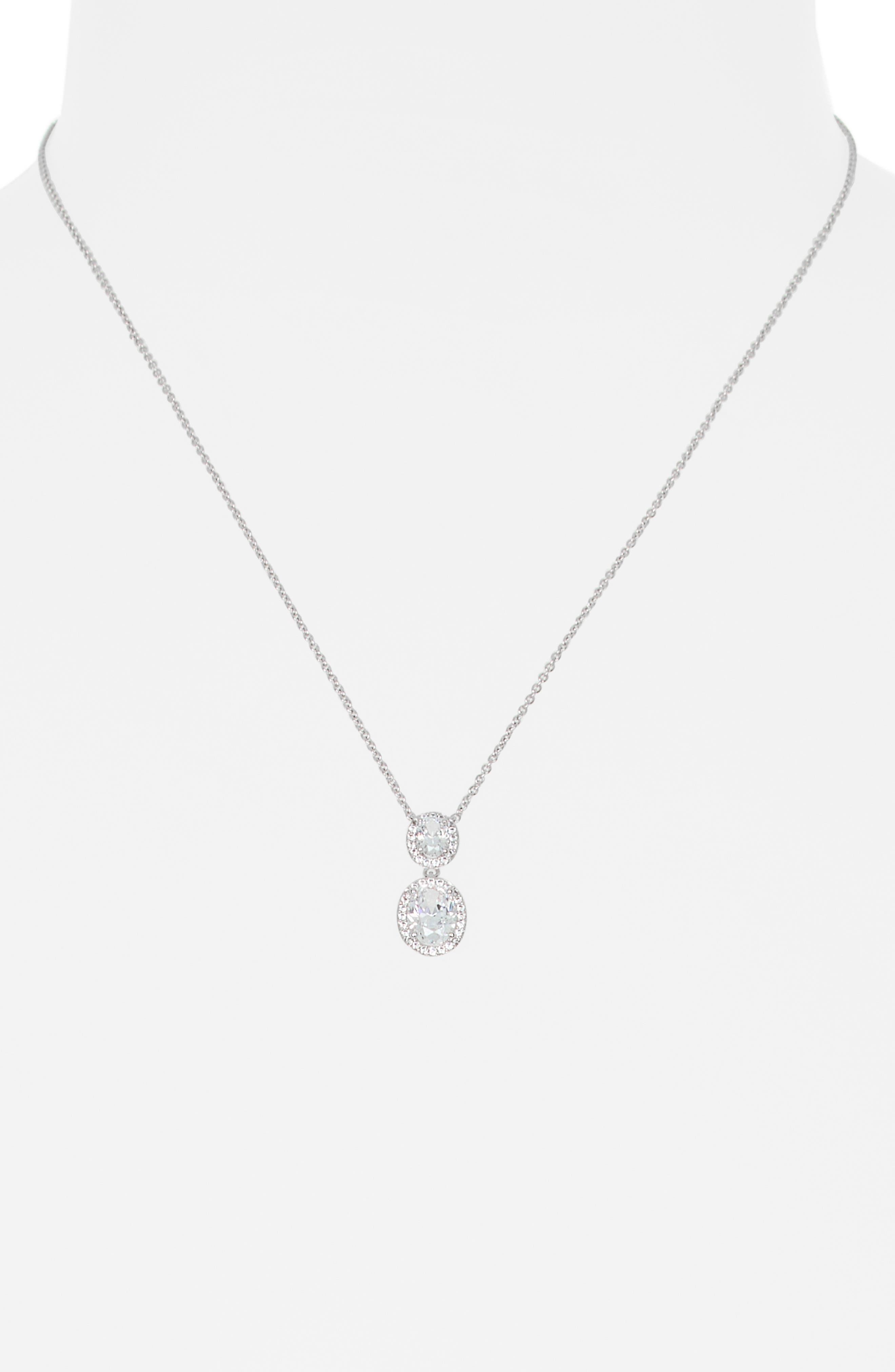 Oval Halo Drop Necklace