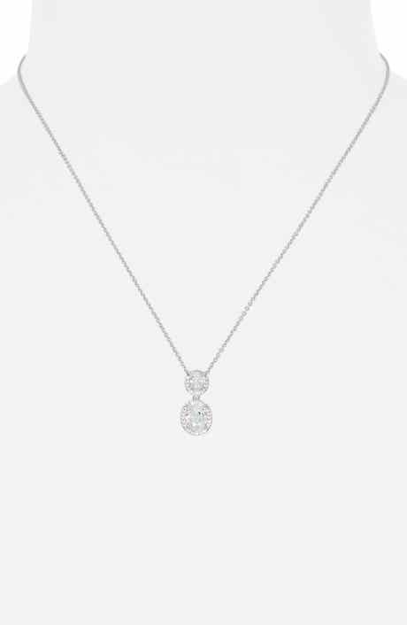 Oval Halo Drop Necklace