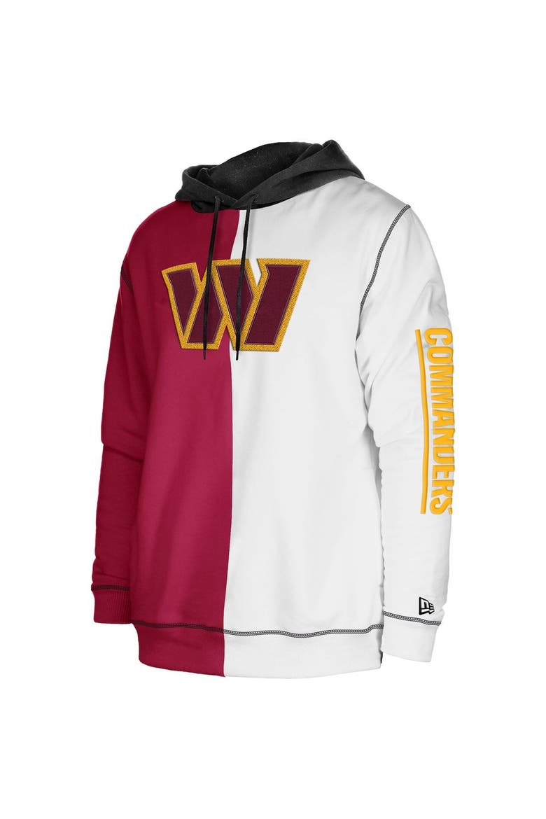 Men's New Era Burgundy/White Washington Commanders Third Down Split Raglan Pullover Hoodie, Alternate, color, Burgundy