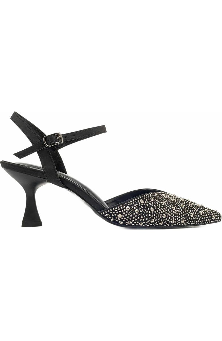 Forever & Always Shoes Vilka Embellished Slingback Kitten Heel Pumps, Alternate, color, Black Faux Leather