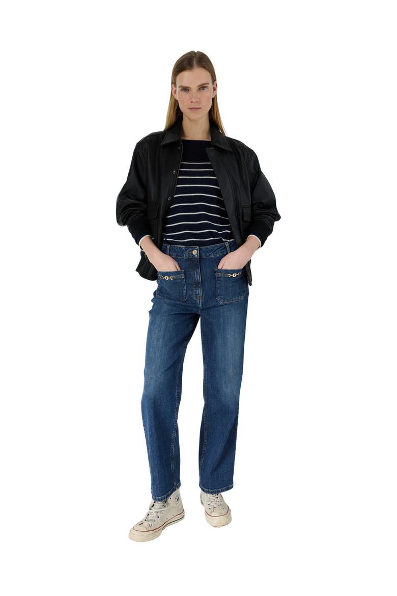 Arlina Monogram Pocket Detail Jeans, Alternate, color, Jeans
