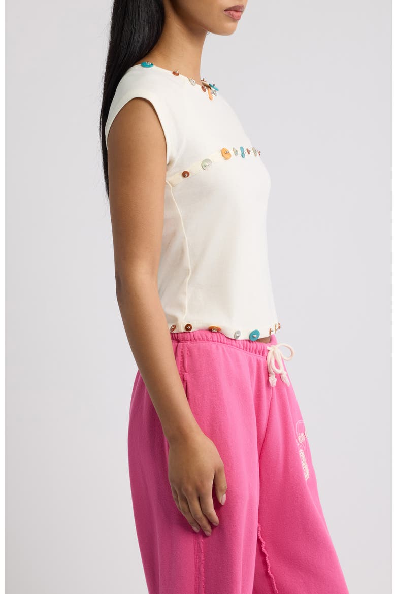 Button Trim Top, Alternate, color, CREAM