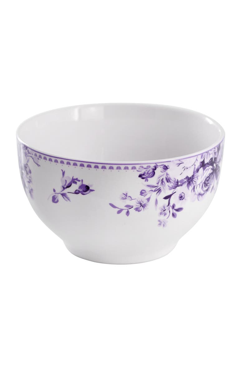 Traditional Purple Rose 16 Piece Stoneware Dinnerware Set, Alternate, color, Purple