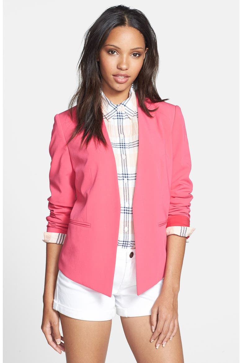 Collarless Open Front Blazer, Main, color, HOT PINK