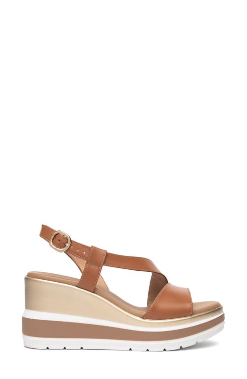 Nerogiardini Leather Wedge Slingback Sandals In Brown