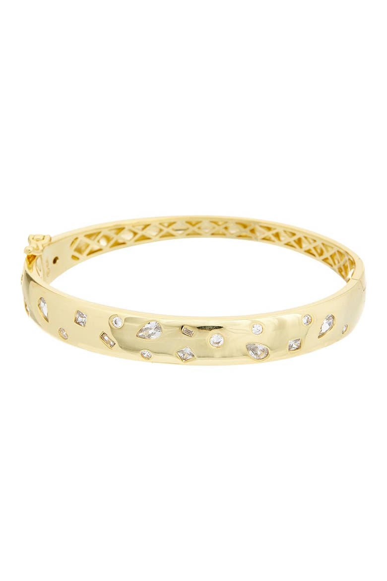 Cubic Zirconia Hinged Bangle Bracelet, Main, color, GOLD