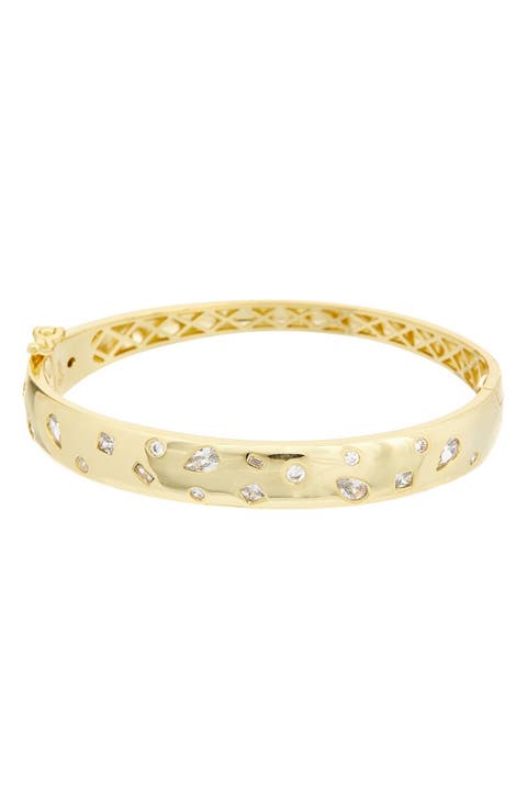 Cubic Zirconia Hinged Bangle Bracelet