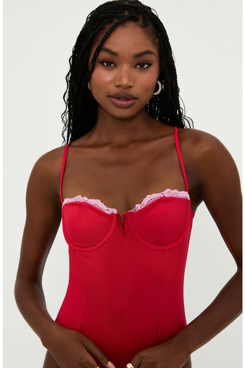 Scarlet One-Piece Swimsuit, Alternate, color, HOLLY JOLLY