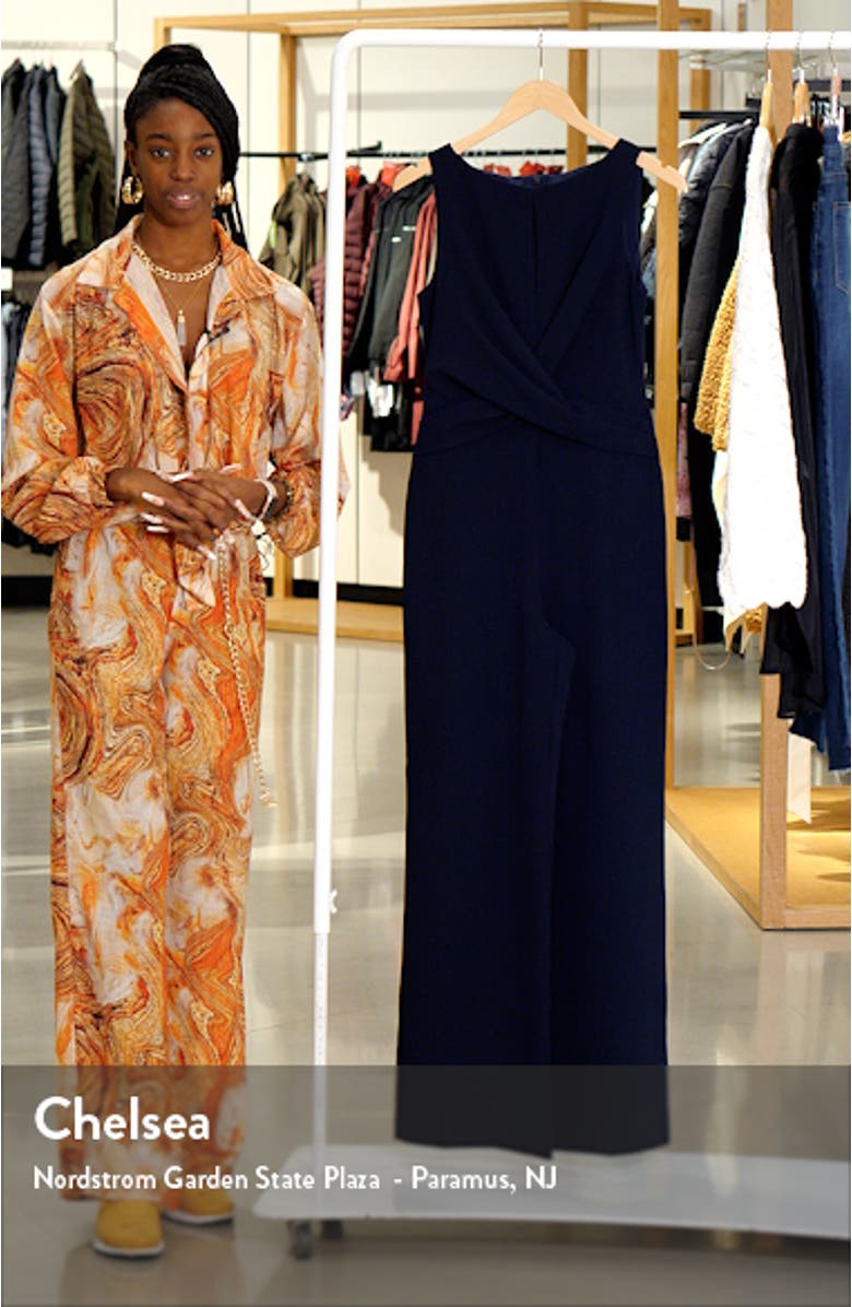 Cross Front Keyhole Wide Leg Crepe Jumpsuit, sales video thumbnail