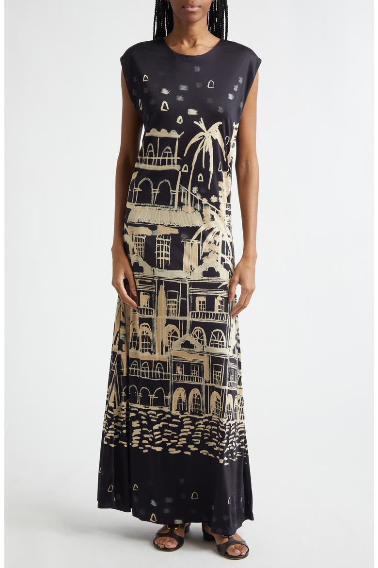 Cardinal Direction Dress, Main, color, BLACK / ECRU