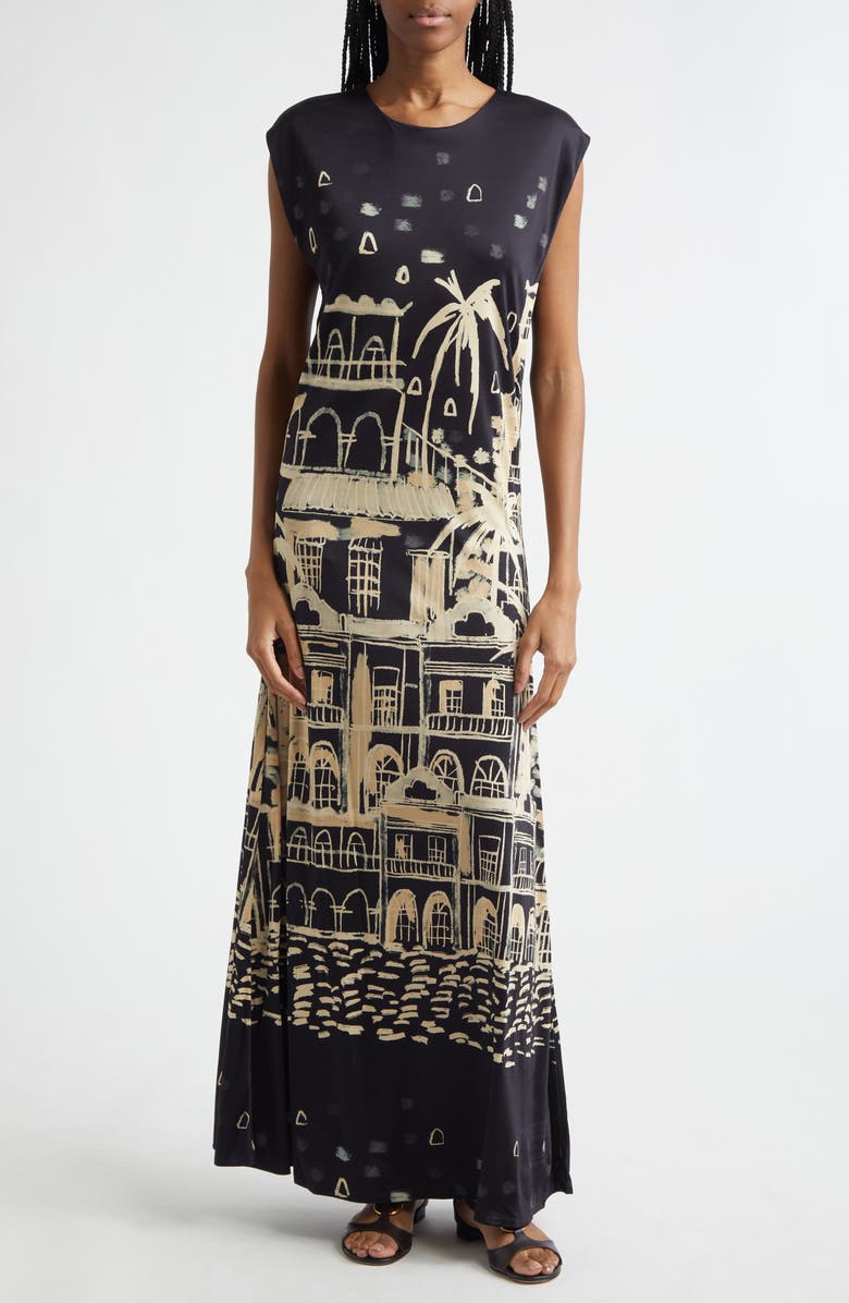 Johanna Ortiz Cardinal Direction Dress, Main, color, Black / Ecru