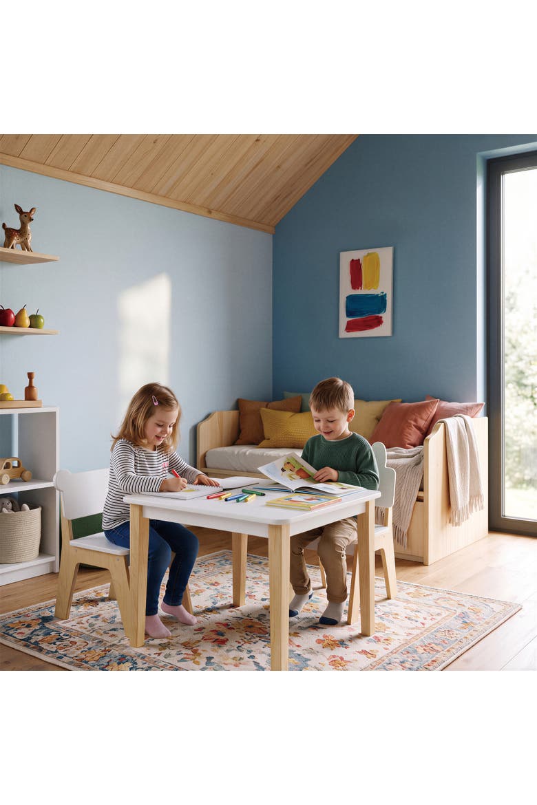 Kid's Table and Chair Set, Alternate, color, White