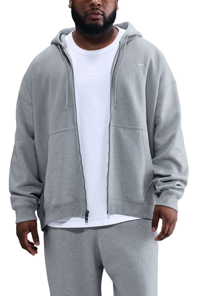 Life Fleece Full Zip Hoodie, Main, color, 063 DK GREY HEATHER/LT SMOKE GREY/WHITE