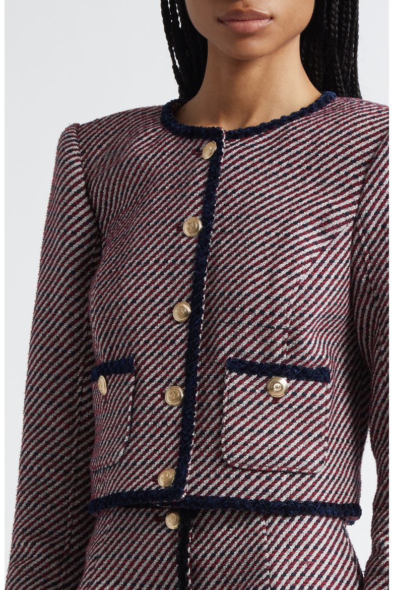 Noemie Zanda Bouclé Randi Jacket, Alternate, color, DARK MULBERRY/ NAVY