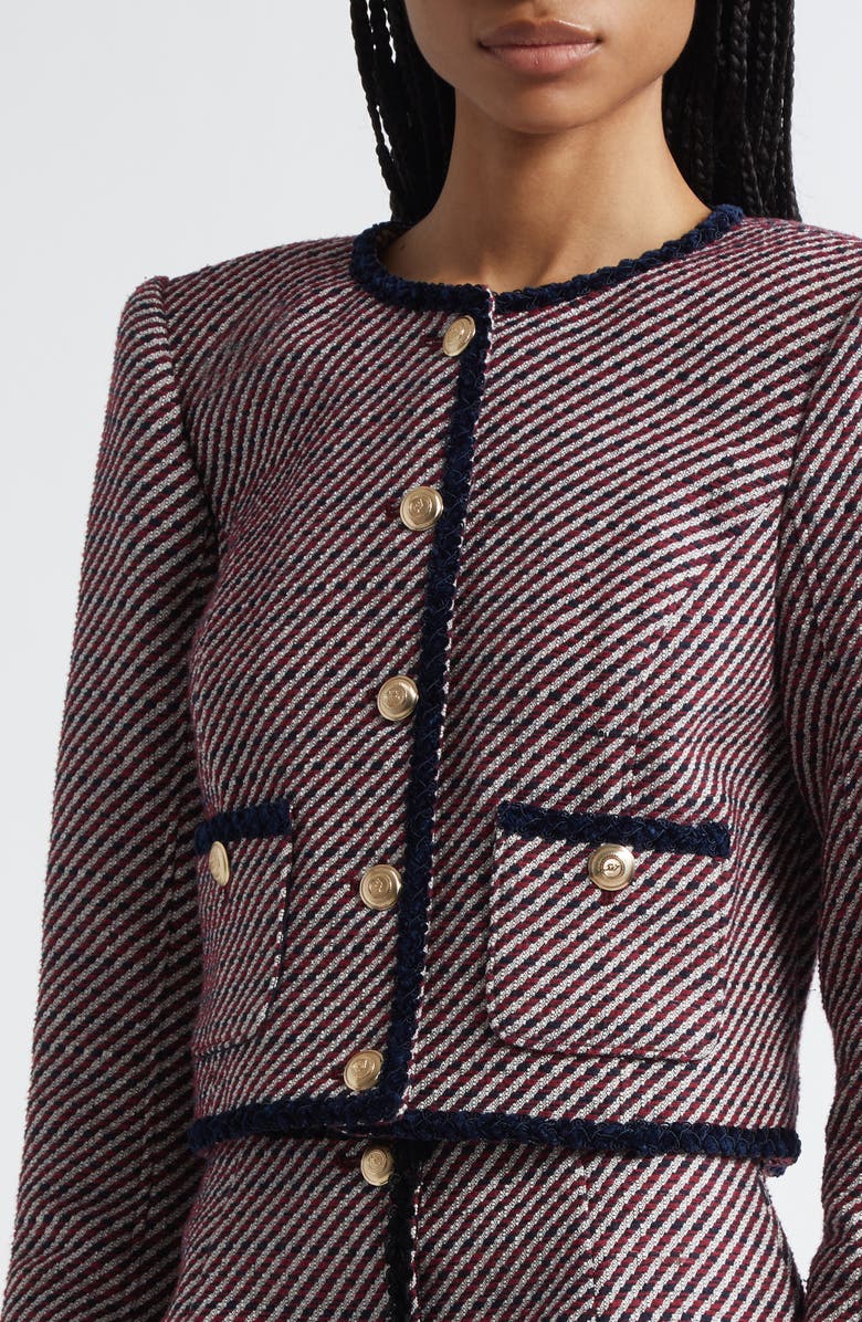 Cinq à Sept Noemie Zanda Bouclé Randi Jacket, Alternate, color, Dark Mulberry/ Navy