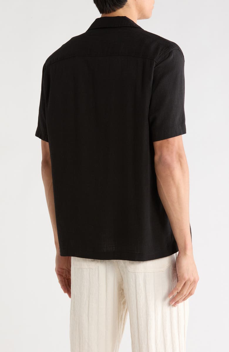 DENIM AND FLOWER Solid Camp Shirt, Alternate, color, Black