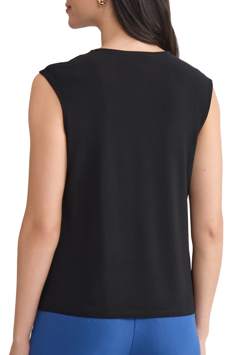 KASPER Metal Accent Gathered Neck Crepe Knit Top, Alternate, color,