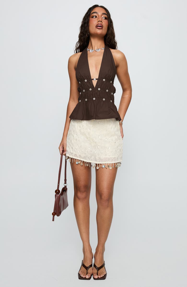 Princess Polly We Made It Sequin Skort, Alternate, color, Cream